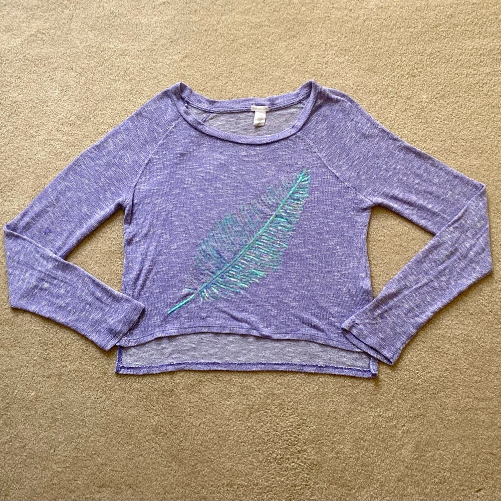 Lightweight Live Love Dream Aeropostale Sweater with Sequin Feather Detail